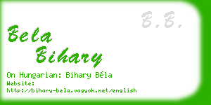bela bihary business card